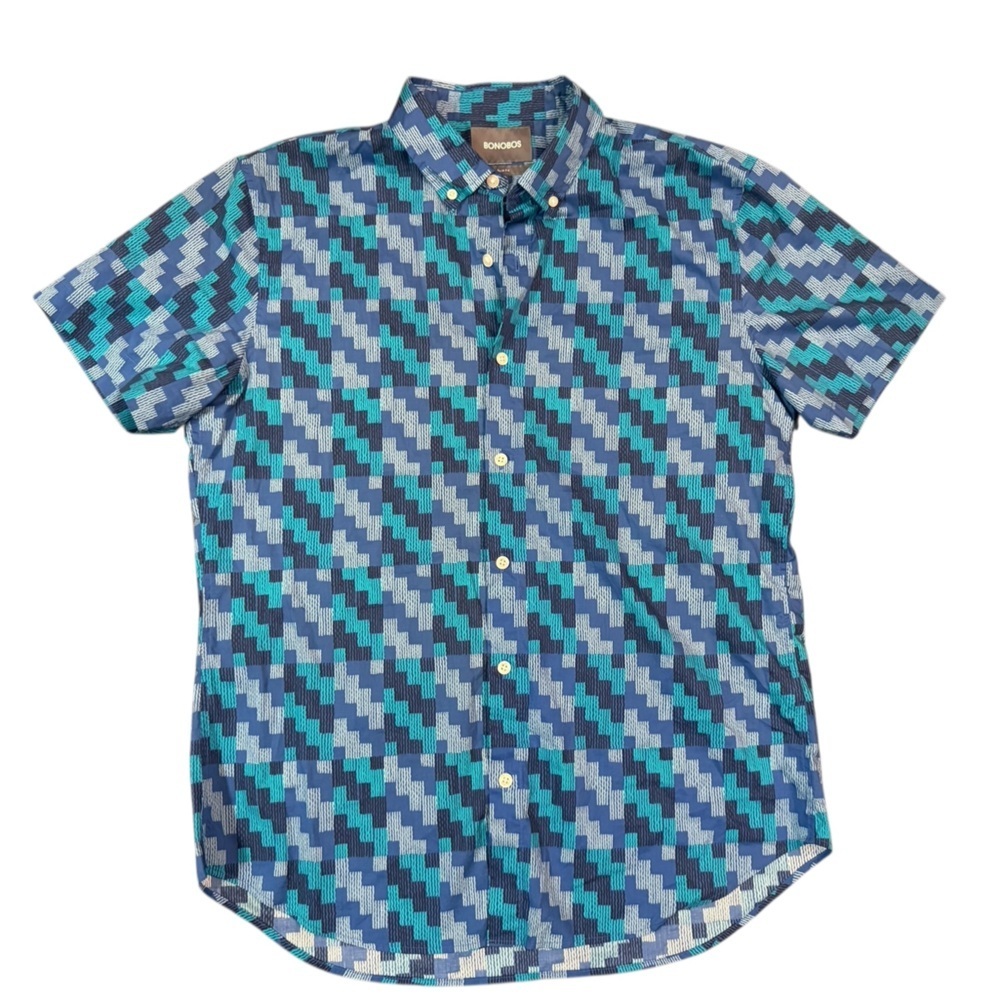 Bonobos Geometric Short Sleeve Button Down Size Large
